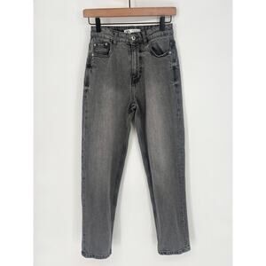 Zara Gray Fade High Waisted Straight Leg Mom Jeans Size 2